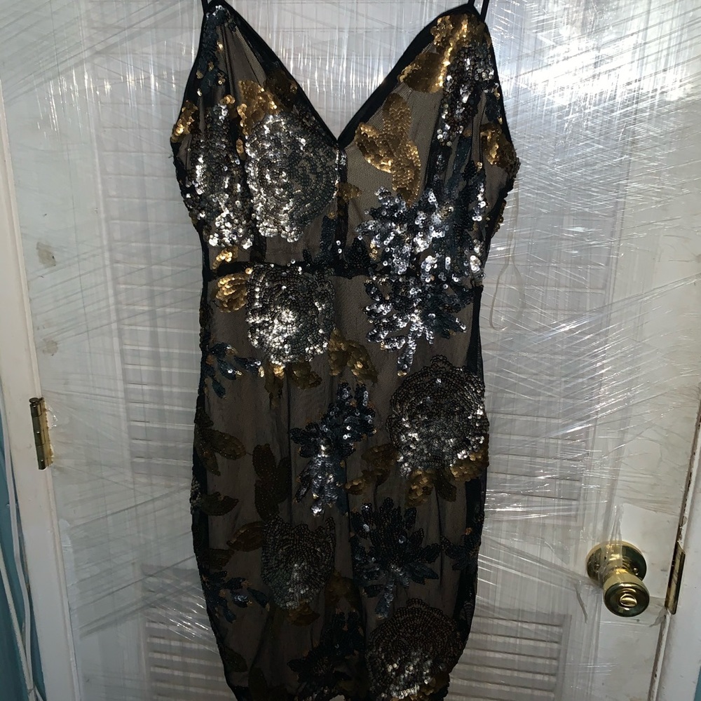 Black/nude sequined dress
